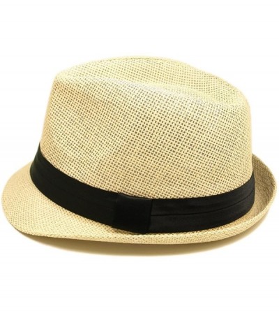 Fedoras Classic Natural Fedora Straw Hat with Black Color Band - CI11076FX0B $13.79