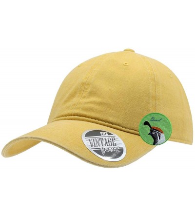 Baseball Caps Vintage Washed Dyed Cotton Twill Low Profile Adjustable Baseball Cap - Yellow - CZ12EFFZMAJ $28.88