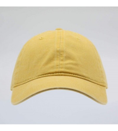 Baseball Caps Vintage Washed Dyed Cotton Twill Low Profile Adjustable Baseball Cap - Yellow - CZ12EFFZMAJ $15.60