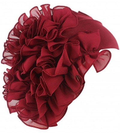 Headbands Womens Wrap Cap Flower Chemo Hat Beanie Scarf Turban Headband - Wine Red - C618INZLDH0 $17.52