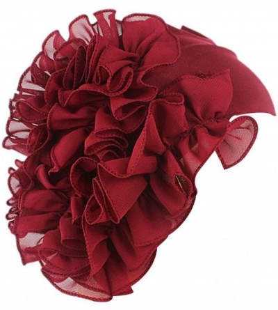 Headbands Womens Wrap Cap Flower Chemo Hat Beanie Scarf Turban Headband - Wine Red - C618INZLDH0 $7.84