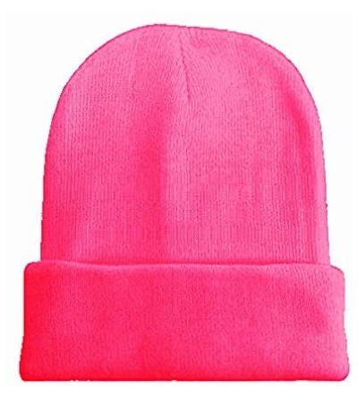 Skullies & Beanies Trendy Neon Knitted Beanie Hat Gift Ski Hat Around Town Hat Unisex Skullies & Beanies - Neon Sugar - C7192...