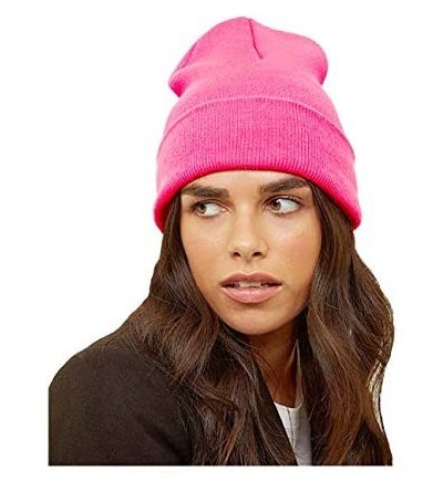 Skullies & Beanies Trendy Neon Knitted Beanie Hat Gift Ski Hat Around Town Hat Unisex Skullies & Beanies - Neon Sugar - C7192...