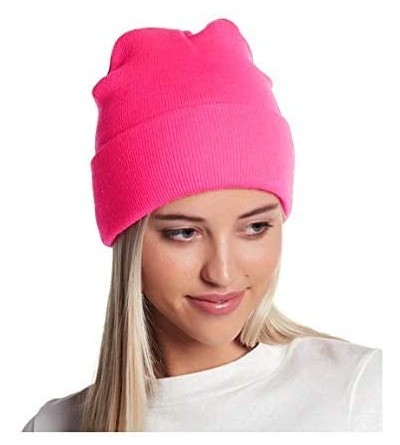 Skullies & Beanies Trendy Neon Knitted Beanie Hat Gift Ski Hat Around Town Hat Unisex Skullies & Beanies - Neon Sugar - C7192...