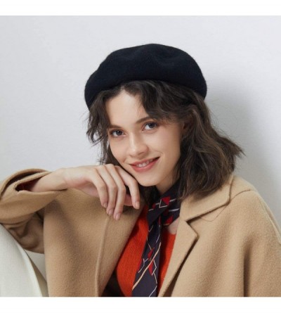 Berets Merino Wool Berets for Women Girls- Classic Plain French Style Artist Hat Gift - 1black - 86.6% Merino Wool - CM18Y9MW...