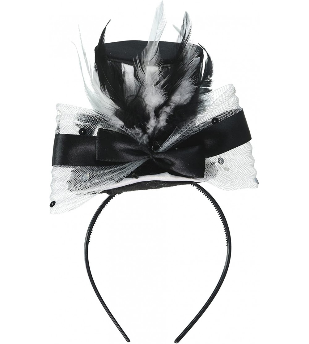 Headbands Halloween Steampunk Fancy Mini Top Hat Headband Black White One Size Novelty Item - CO185ALNA8H $26.50