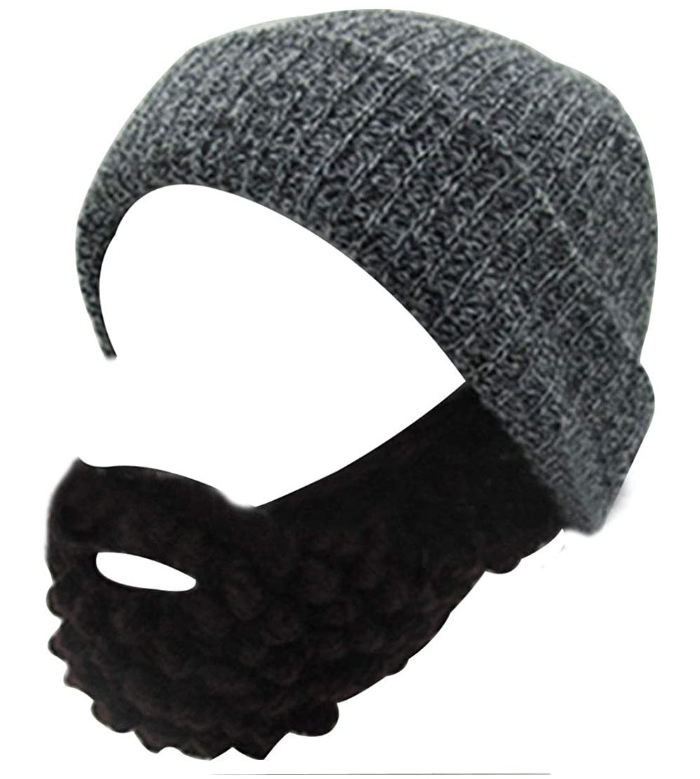Skullies & Beanies Men Women Beard Hats Warm Winter Knitted Beanie Caps Ski Hat - Deep Gray - CL187XMXQW8 $22.59