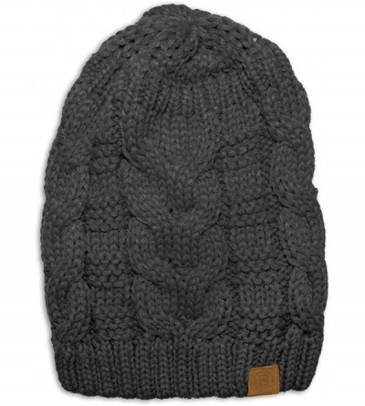 Skullies & Beanies Unisex Warm Chunky Soft Stretch Cable Knit Beanie Cap Hat - Grey-102 - C7120K3KJ27 $11.99