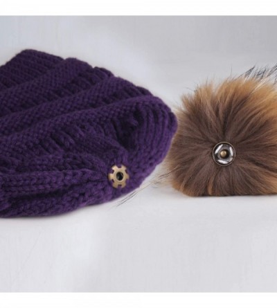 Skullies & Beanies Winter Hats Beanie for Women Lined Slouchy Knit Skiing Cap Real Fur Pom Pom Hat for Girls - CR18UQ8DU6Q $1...