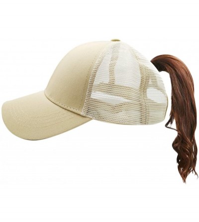 Baseball Caps Baseball Hat for Women-Baseball Ponytail Hats Cap Adjustable Hats for Women - Beige - CH18SUYNZI7 $17.94