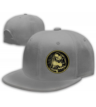 Baseball Caps Yellow Welder Welding Snapback Flat Baseball Cap Men's Adjustable - Gray - CW196XND3EZ $9.17