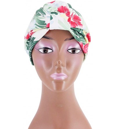 Skullies & Beanies Women Pleated Twist Turban African Printing India Chemo Cap Hairwrap Headwear - Green Leaf - CK18WXRK2D3 $...