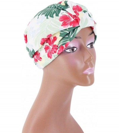 Skullies & Beanies Women Pleated Twist Turban African Printing India Chemo Cap Hairwrap Headwear - Green Leaf - CK18WXRK2D3 $...