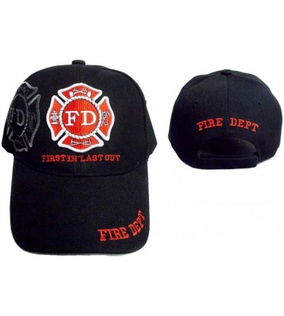 Baseball Caps First in Last Out Fire Dept Firefighter Firemen Black Baseball Caps Embroidered - Gifts (7501F6 Z) - C312CLU3YR...