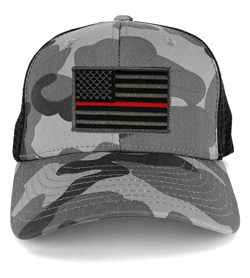 Baseball Caps US American Flag Embroidered Iron on Patch Adjustable Urban Camo Trucker Cap - UUB - Red Line Patch - CI12N3W0P...