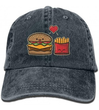 Baseball Caps Men&Women Adjustable Denim Jeans Baseball Caps Burger and Fries Trucker Cap - Navy - CY18IUY6X0Y $12.93