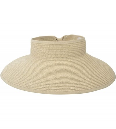 Visors Lullaby Women's UPF 50+ Packable Wide Brim Roll-Up Sun Visor Beach Straw Hat - Off-white - CD18423ZOS0 $29.55