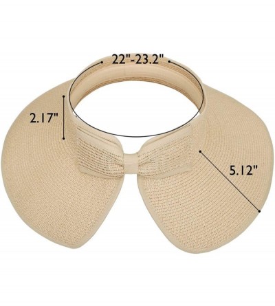 Visors Lullaby Women's UPF 50+ Packable Wide Brim Roll-Up Sun Visor Beach Straw Hat - Off-white - CD18423ZOS0 $12.72