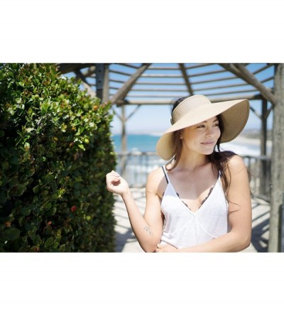 Visors Lullaby Women's UPF 50+ Packable Wide Brim Roll-Up Sun Visor Beach Straw Hat - Off-white - CD18423ZOS0 $12.72