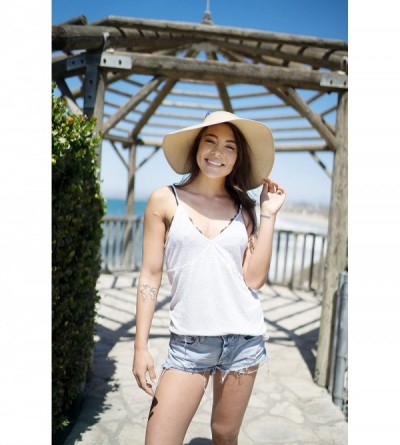 Visors Lullaby Women's UPF 50+ Packable Wide Brim Roll-Up Sun Visor Beach Straw Hat - Off-white - CD18423ZOS0 $28.81