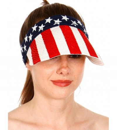 Visors Sun Visor Beach Golf Protection Cap Women Summer Beach Hat- Outdoor Sports - American Flag White - C218NRWCNAR $10.74