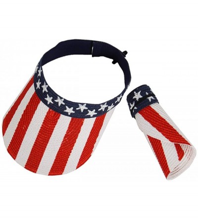 Visors Sun Visor Beach Golf Protection Cap Women Summer Beach Hat- Outdoor Sports - American Flag White - C218NRWCNAR $10.74