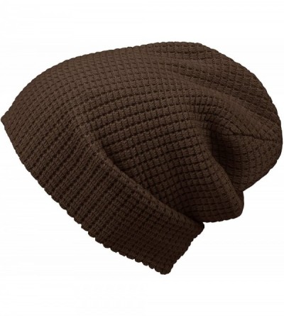Skullies & Beanies Cotton Embossed Knit Slouchy Beanie Winter Warm Ski Skater Hip-hop Hat - Dark Chocolate - CH11RFYADGB $9.04
