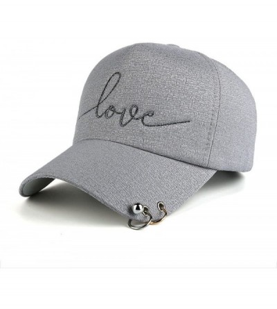 Baseball Caps Womens Baseball Cap Love Adjustable Embroidery Plastic Strap Metal Rings - Grey - CS1805EN9ER $34.48