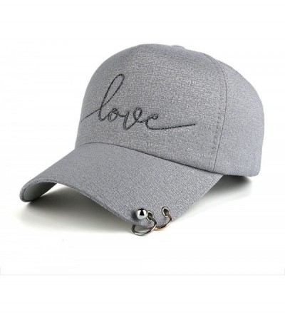 Baseball Caps Womens Baseball Cap Love Adjustable Embroidery Plastic Strap Metal Rings - Grey - CS1805EN9ER $19.57