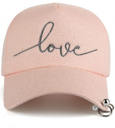 Baseball Caps Womens Baseball Cap Love Adjustable Embroidery Plastic Strap Metal Rings - Grey - CS1805EN9ER $19.57