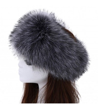 Cold Weather Headbands Women's Faux Fur Headband Winter Earwarmer Earmuff with Stretch-Senior Gray - Senior Gray - CZ18L69NO4...