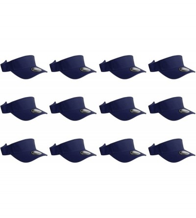 Visors 12 Pack Plain Visor Hats Adjustable Back Strap Tennis Golf Sun Hat - Navy - CM186EM2ESY $28.07