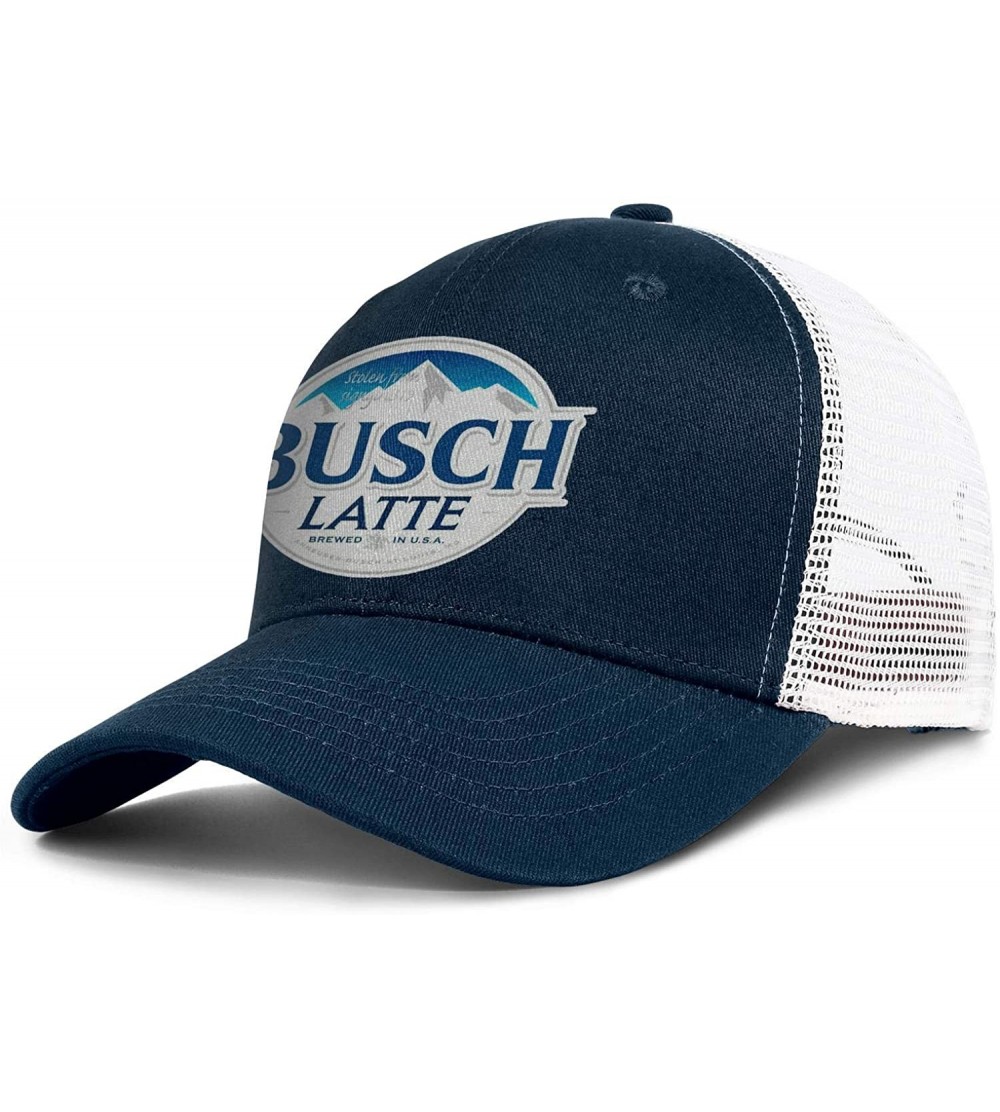 Baseball Caps Unisex Adjustable Busch-Latte-Beer-Logo-Baseball Cap Classic Flat Hat - Dark_blue-55 - C818U2UNTNT $20.51