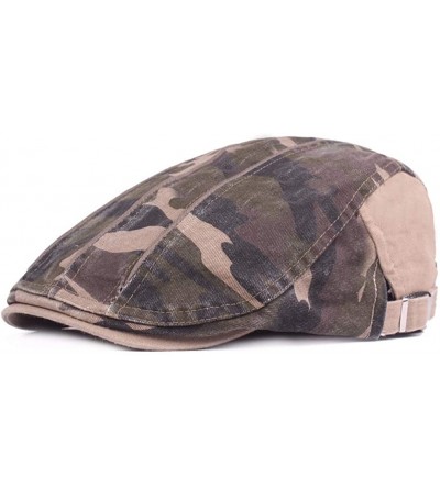 Newsboy Caps Cotton Newsboy Beret Flat Cap Ivy Gatsby Cabbie Driving Hat Camouflage - Khaki - CA18N9CO8R5 $11.24