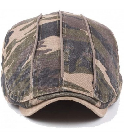 Newsboy Caps Cotton Newsboy Beret Flat Cap Ivy Gatsby Cabbie Driving Hat Camouflage - Khaki - CA18N9CO8R5 $11.24