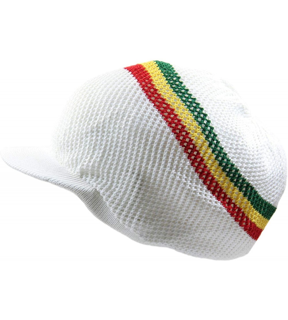 Skullies & Beanies 100% Cotton Mesh Rasta Light Weight Slouchy Beanie Visor - White/Rasta - CN18NWR2E9Z $23.10