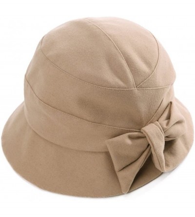 Bucket Hats Womens Winter Bucket Derby Gatsby Vintage 1920s Round Bowler Church Hat Fall 55-59cm - 89084-camel - CE18IIE97Z0 ...