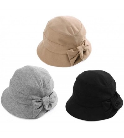 Bucket Hats Womens Winter Bucket Derby Gatsby Vintage 1920s Round Bowler Church Hat Fall 55-59cm - 89084-camel - CE18IIE97Z0 ...