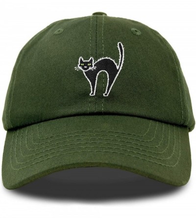 Baseball Caps Black Cat Hat Womens Halloween Baseball Cap - Olive - C818Z4ACIXK $10.33