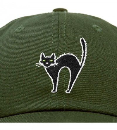 Baseball Caps Black Cat Hat Womens Halloween Baseball Cap - Olive - C818Z4ACIXK $10.33