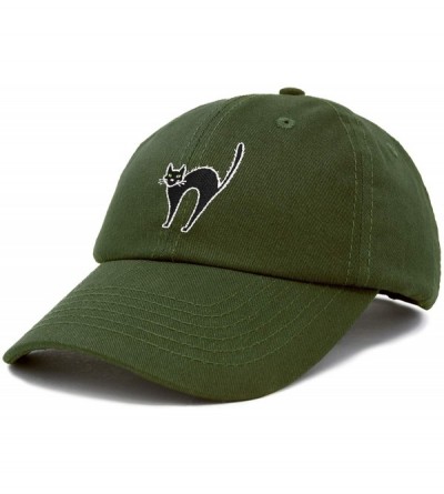 Baseball Caps Black Cat Hat Womens Halloween Baseball Cap - Olive - C818Z4ACIXK $10.33