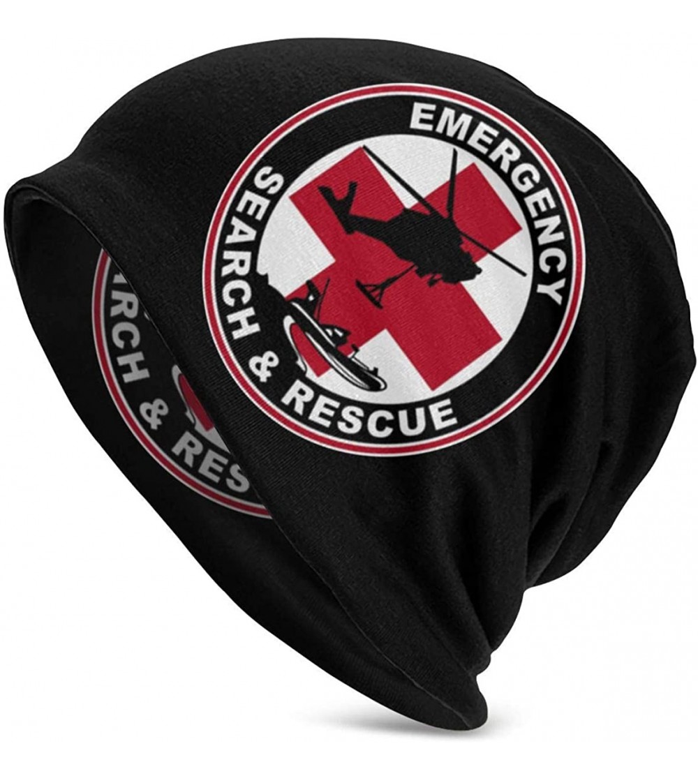 Skullies & Beanies Emergency Search & Rescue Team SAR Beanie Hat Skull Cap - Black - CD18ZTHR385 $30.23