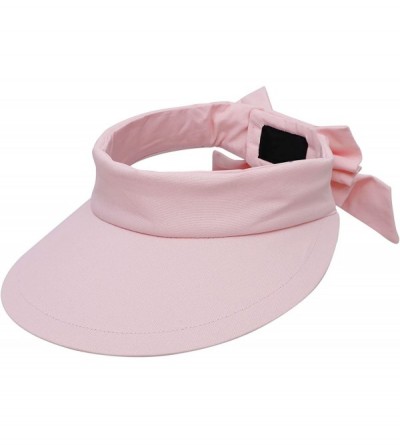 Sun Hats Womens Summer Packable UV Protective Wide Brim UPF 50+ Sun Visor Hat - Pink - C418DD09SZE $12.95