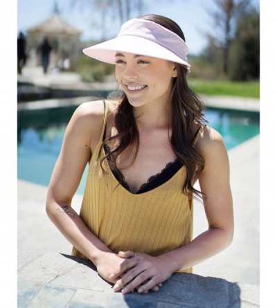 Sun Hats Womens Summer Packable UV Protective Wide Brim UPF 50+ Sun Visor Hat - Pink - C418DD09SZE $12.95