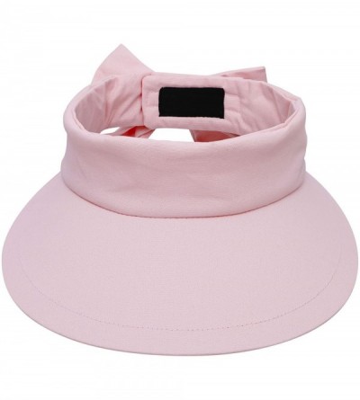 Sun Hats Womens Summer Packable UV Protective Wide Brim UPF 50+ Sun Visor Hat - Pink - C418DD09SZE $12.95