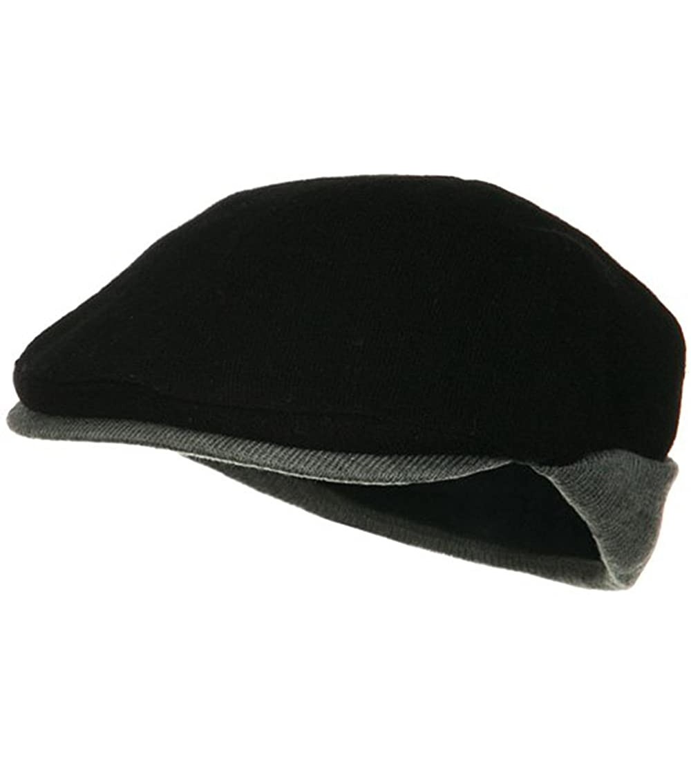 Newsboy Caps Warmer Flap Wool Ivy Cap - Black Grey - Black - CY1155GO5BL $25.60