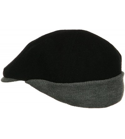 Newsboy Caps Warmer Flap Wool Ivy Cap - Black Grey - Black - CY1155GO5BL $25.60