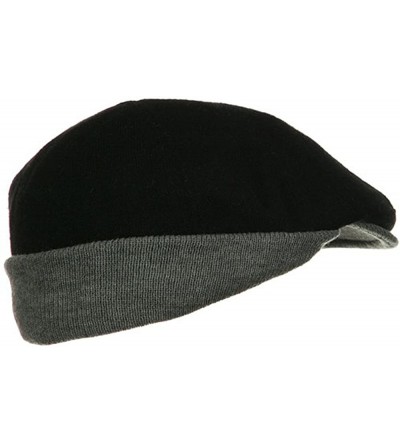 Newsboy Caps Warmer Flap Wool Ivy Cap - Black Grey - Black - CY1155GO5BL $25.60