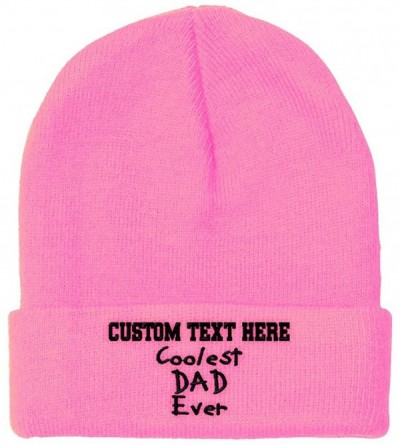 Skullies & Beanies Custom Beanie for Men & Women Coolest Dad Ever Black Embroidery Skull Cap Hat - Soft Pink - C318ZWOQCOI $1...