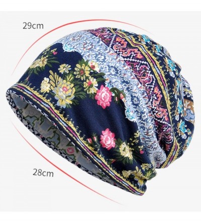 Skullies & Beanies Chemo Hats for Women-Flower Headwear Cancer Patients Slouchy Beanies Sleep Caps - Chemo Cap Floral Blue - ...